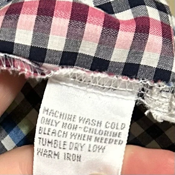 Foxcroft Women’s Multicolored Pink Green Blue White Plaid Button Down Blouse - Picture 4 of 7